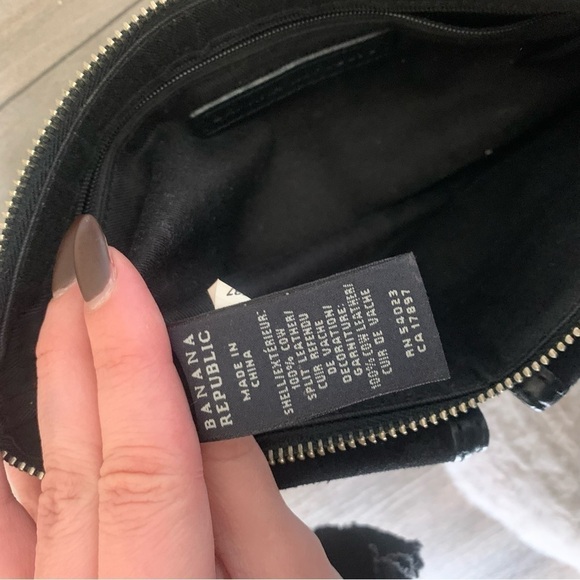 Vtg 90s Y2K Banana Republic genuine suede double pocket baguette mini purse - Picture 5 of 6